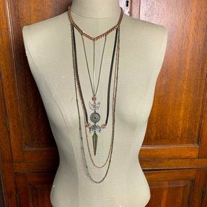 Steampunk layered chain statement necklace 22in